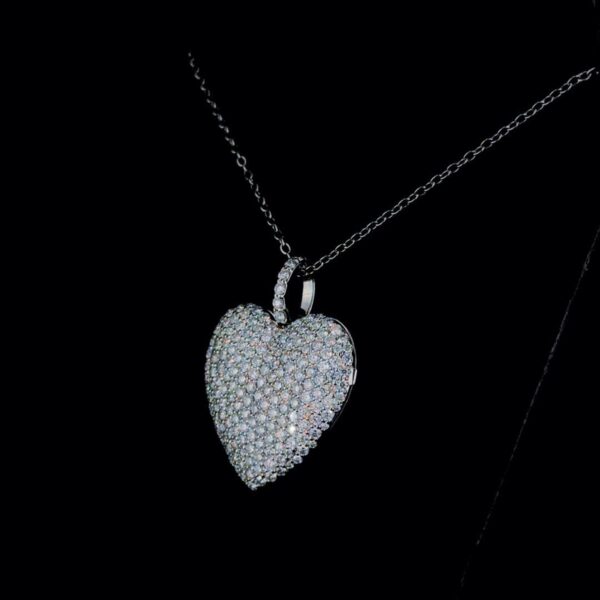 Personalized Photo Locket Heart Pendant Made In 18/14/10 KT Gold Embellished With Shinny Moissanite Diamond For The Loved Ones , Unisex Gift