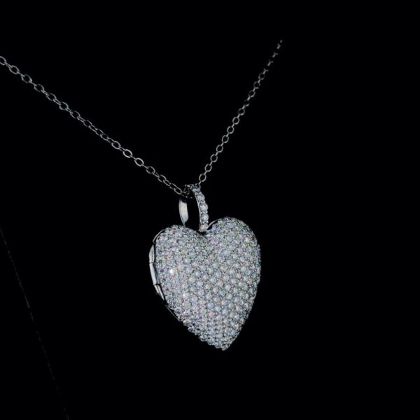 Personalized Photo Locket Heart Pendant Made In 18/14/10 KT Gold Embellished With Shinny Moissanite Diamond For The Loved Ones , Unisex Gift