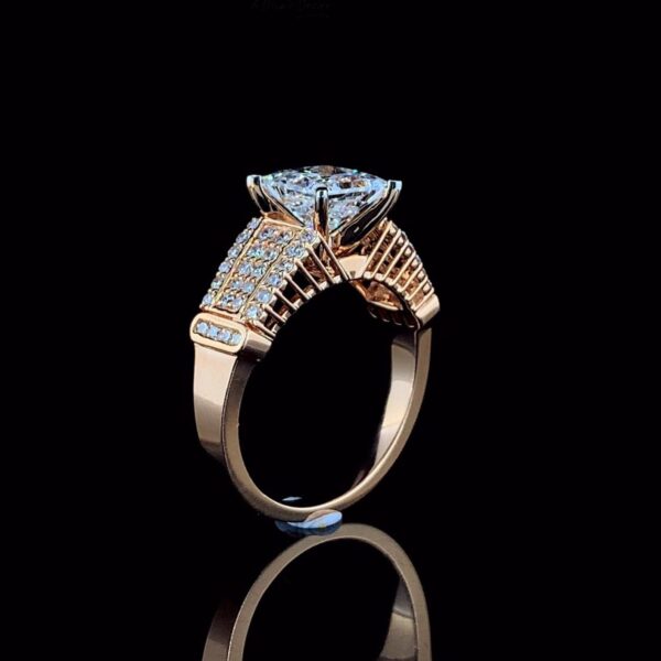 Luxury Princess Diamond Unisex Ring Made In 18/14/10 KT Gold Embellished With Certified Lab Diamonds For The Wedding And Anniversary Gift