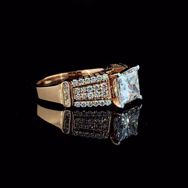 Luxury Princess Diamond Unisex Ring Made In 18/14/10 KT Gold Embellished With Certified Lab Diamonds For The Wedding And Anniversary Gift
