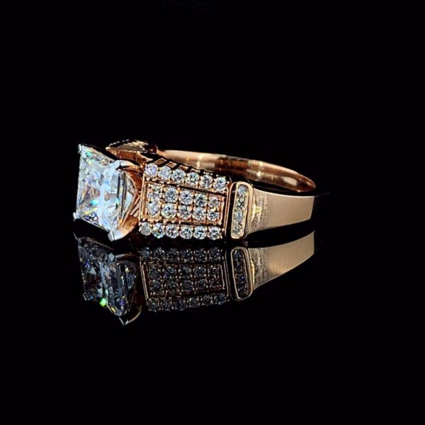 Luxury Princess Diamond Unisex Ring Made In 18/14/10 KT Gold Embellished With Certified Lab Diamonds For The Wedding And Anniversary Gift