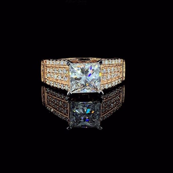 Luxury Princess Diamond Unisex Ring Made In 18/14/10 KT Gold Embellished With Certified Lab Diamonds For The Wedding And Anniversary Gift