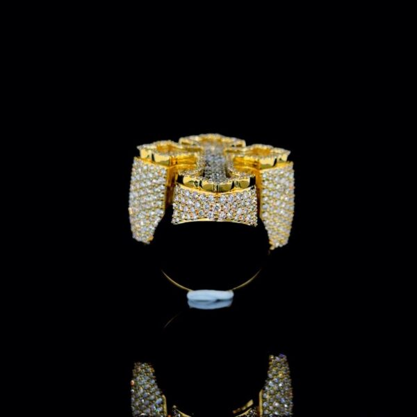 Iced Out Cross Ring Made In 18 / 14 / 10 KT Gold Embellished With Shinny Moissanite Diamonds For The Birthday And Religious Gift Unisex Ring