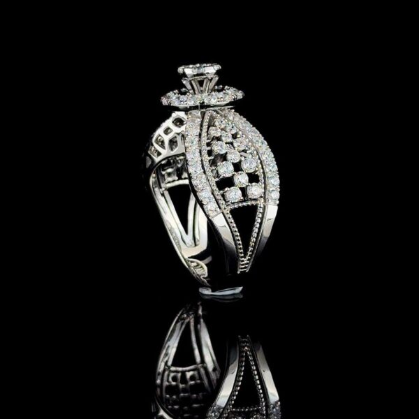 Iced Out Unisex Hip Hop Ring Made In 18 / 14 / 10 KT Gold Embellished With Shinny Moissanite Diamonds For The Birthday And Anniversary Gift