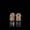 Elegant Emerald Cut Pink Diamond Stud Earrings Made In 18 / 14 / 10 KT Gold Embellished With Certified Lab Diamonds For The Anniversary Gift