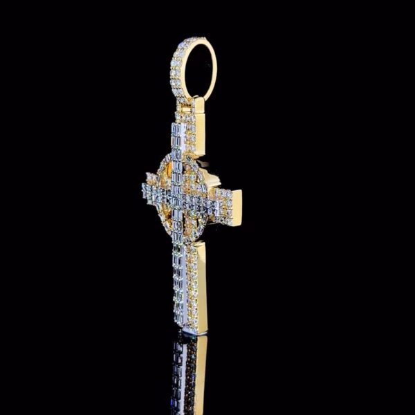 Iced Out Beautiful Cross Pendant Made In 18 / 14 / 10 KT Gold Embellished With Shinny Moissanite Diamond For The Birthday And Religious Gift