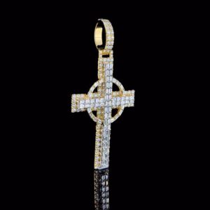Iced Out Beautiful Cross Pendant Made In 18 / 14 / 10 KT Gold Embellished With Shinny Moissanite Diamond For The Birthday And Religious Gift
