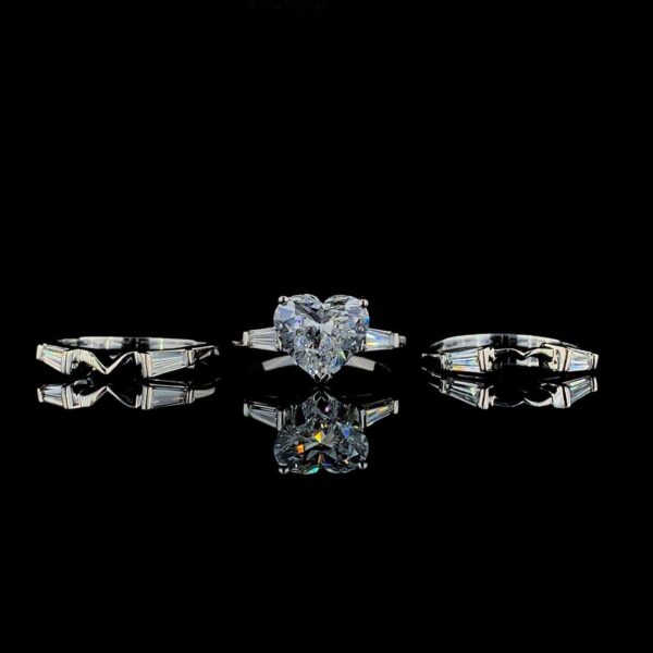 Heart Shaped Diamond Engagement Ring Combo Made In 18/14/10 KT Gold Studded With Certified Lab Diamonds For The Wedding And Anniversary Gift