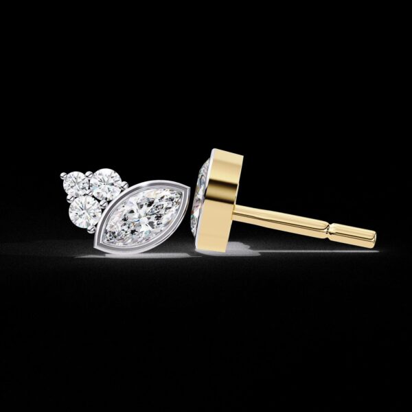 Elegant Marquise and Cluster Diamond Stud Earrings Made In 18 / 14 / 10 KT Gold Embellished With Certified Lab Diamond For The Birthday Gift