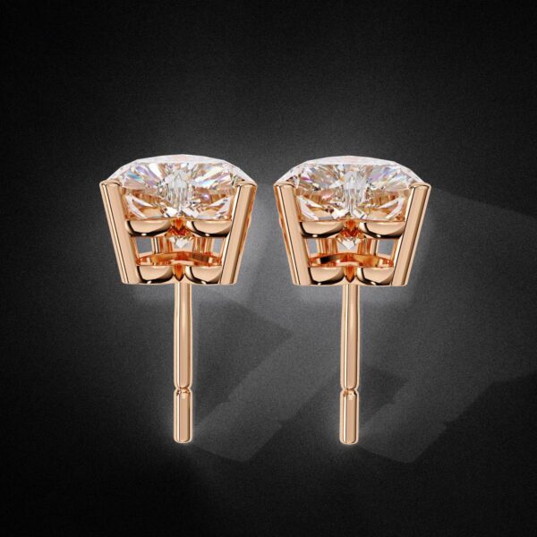 Heart-Shaped Diamond Stud Earrings Made In 18 / 14 / 10 KT Gold Embellished With Certified Lab Diamond For The Birthday And Anniversary Gift