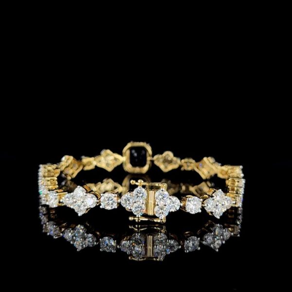 Luxury Diamond & Blue CZ Stone Bracelet Made In 10 KT Gold Embellished With Shinny Moissanite Diamonds For The Birthday And Anniversary Gift