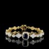 Luxury Diamond & Blue CZ Stone Bracelet Made In 10 KT Gold Embellished With Shinny Moissanite Diamonds For The Birthday And Anniversary Gift
