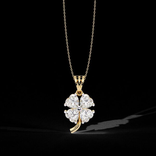 Gold & Diamond Four-Leaf Clover Pendant Made In 18 / 14 / 10KT Gold Studded With Certified Lab Diamond For The Birthday And Anniversary Gift