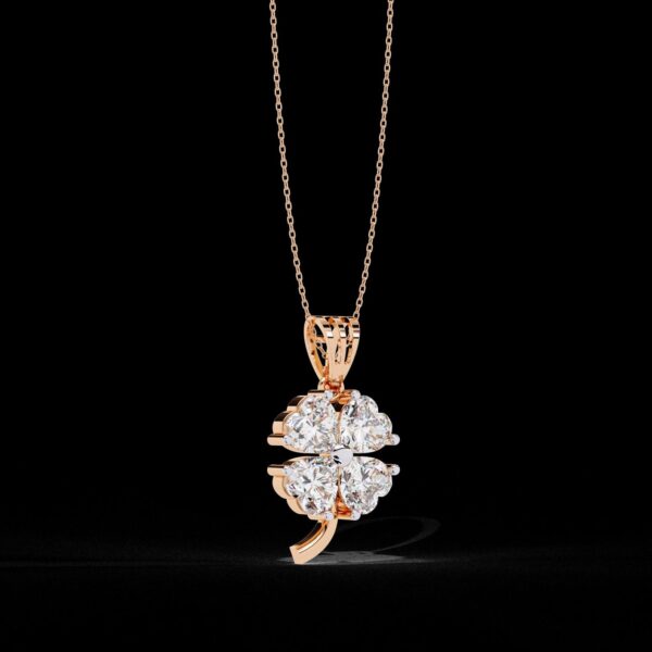 Gold & Diamond Four-Leaf Clover Pendant Made In 18 / 14 / 10KT Gold Studded With Certified Lab Diamond For The Birthday And Anniversary Gift