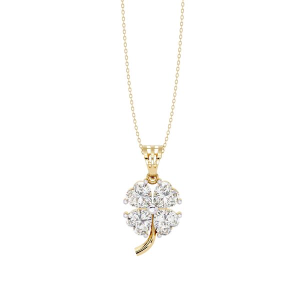 Gold & Diamond Four-Leaf Clover Pendant Made In 18 / 14 / 10KT Gold Studded With Certified Lab Diamond For The Birthday And Anniversary Gift