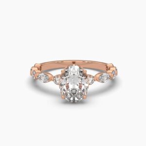 Elegant 1 ct Oval Diamond Engagement Ring Made In 18/14/10 KT Gold Studded With Certified Lab Diamonds For The Wedding And Engagement Ring