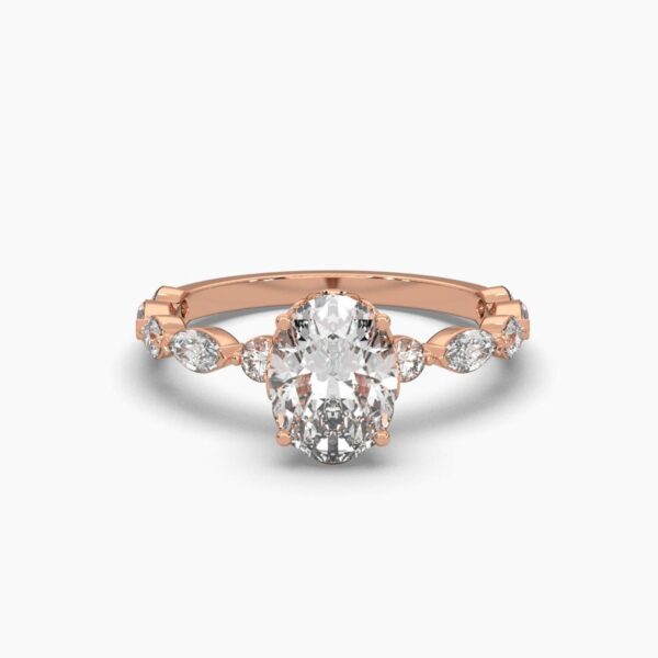Elegant 1 ct Oval Diamond Engagement Ring Made In 18/14/10 KT Gold Studded With Certified Lab Diamonds For The Wedding And Engagement Ring