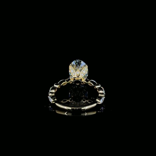3 Ct Oval Cut Diamond Ring With Marquise Side Stone Made In 18/14/10 KT Gold Studded With Shinny Moissanite Diamonds For The Birthday Gift
