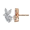 Elegant Marquise & Round Cut Cluster Diamond Stud Earrings Made In 18/14/10 KT Gold Studded With Certified Lab Diamonds For Anniversary Gift