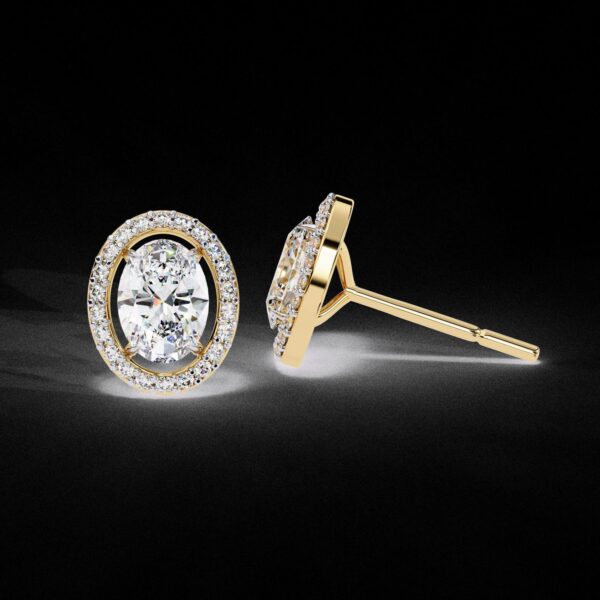 1 Ct Oval Halo Diamond Stud Earrings Made In 18/14/10 KT Gold Embellished With Certified Lab Diamonds For The Birthday And Anniversary Gift