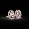 1 Ct Oval Halo Diamond Stud Earrings Made In 18/14/10 KT Gold Embellished With Certified Lab Diamonds For The Birthday And Anniversary Gift