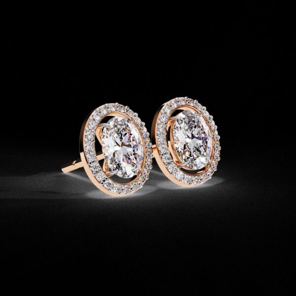 1 Ct Oval Halo Diamond Stud Earrings Made In 18/14/10 KT Gold Embellished With Certified Lab Diamonds For The Birthday And Anniversary Gift