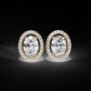 1 Ct Oval Halo Diamond Stud Earrings Made In 18/14/10 KT Gold Embellished With Certified Lab Diamonds For The Birthday And Anniversary Gift