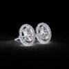 1 Ct Oval Halo Diamond Stud Earrings Made In 18/14/10 KT Gold Embellished With Certified Lab Diamonds For The Birthday And Anniversary Gift