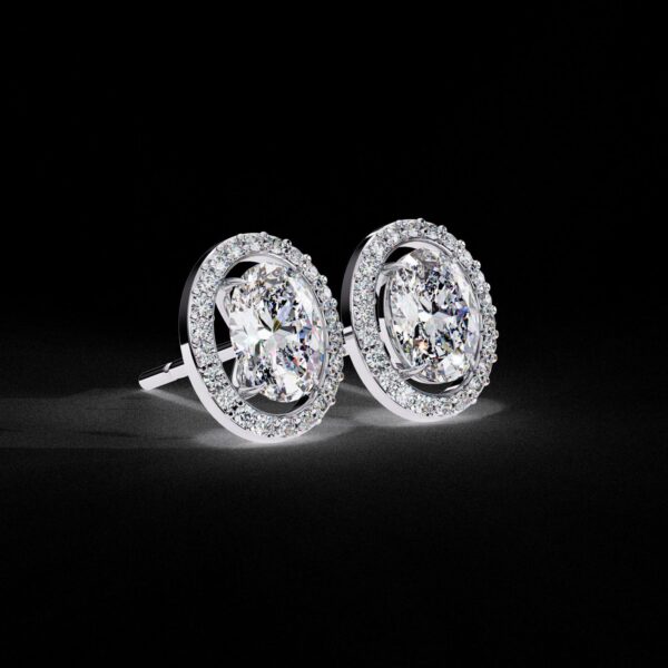 1 Ct Oval Halo Diamond Stud Earrings Made In 18/14/10 KT Gold Embellished With Certified Lab Diamonds For The Birthday And Anniversary Gift