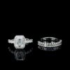 Luxury 2.5 Ct Emerald-Cut Diamond Bridal Ring Set Made In 18/14/10 KT Gold Embellished With Certified Lab Diamonds For The Wedding Gift