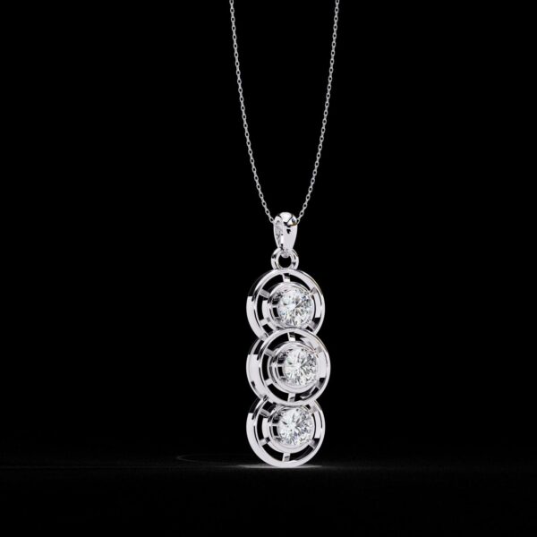 Elegant 3-Stone Round Diamond Pendant Made In 18 / 14 / 10 KT Gold Studded With Certified Lab Diamonds For The Birthday And Anniversary Gift