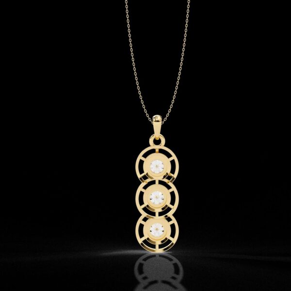 Elegant 3-Stone Round Diamond Pendant Made In 18 / 14 / 10 KT Gold Studded With Certified Lab Diamonds For The Birthday And Anniversary Gift