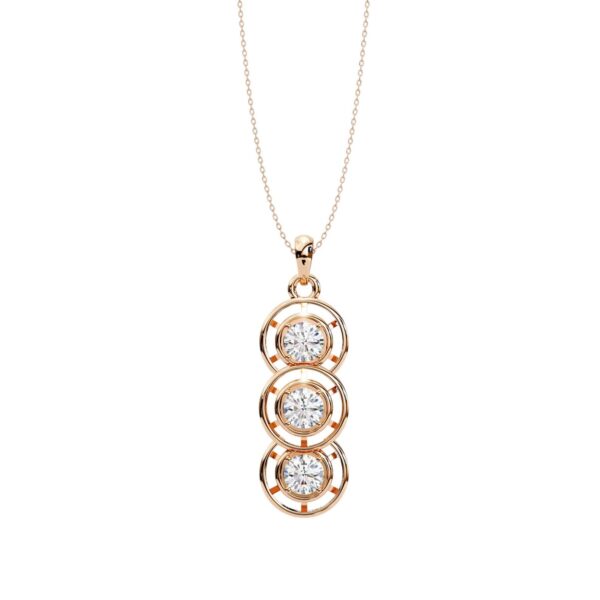 Elegant 3-Stone Round Diamond Pendant Made In 18 / 14 / 10 KT Gold Studded With Certified Lab Diamonds For The Birthday And Anniversary Gift