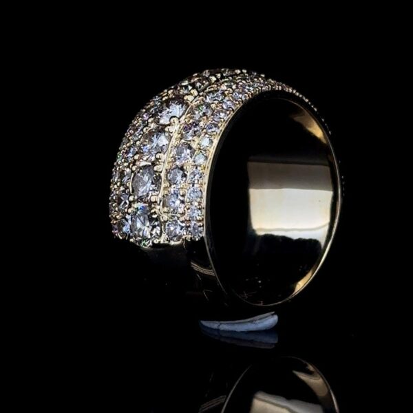 Royal Ice Luxury Multi Row Diamond Ring Made In 18/14/10 KT Gold Studded With Shinny Moissanite Diamonds For The Birthday Gift Unisex Ring