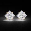 Elegant 1 Ct Princess-Cut Diamond Stud Earrings Made In 18/14/10 KT Gold Studded With Certified Lab Diamonds For The Anniversary Gift