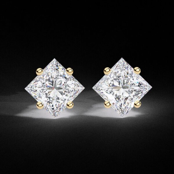 Elegant 1 Ct Princess-Cut Diamond Stud Earrings Made In 18/14/10 KT Gold Studded With Certified Lab Diamonds For The Anniversary Gift