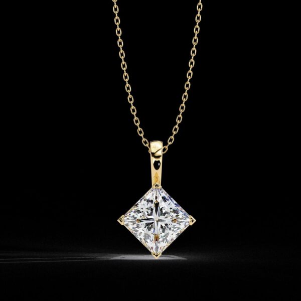 Elegant Sparkle 2 Ct Princess Diamond Pendant Made In 18/14/10 KT Gold Studded With Certified Lab Diamonds For The Anniversary Gift