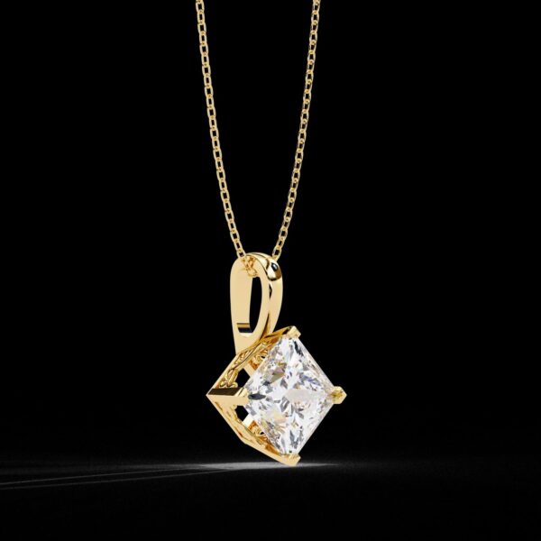Elegant Sparkle 2 Ct Princess Diamond Pendant Made In 18/14/10 KT Gold Studded With Certified Lab Diamonds For The Anniversary Gift