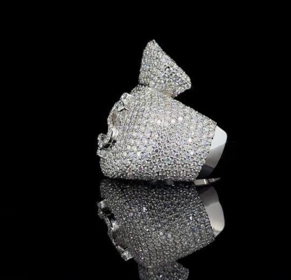 Iced Out Dollar Money Bag Ring Made In 18 / 14 / 10 KT Gold Embellished With Shinny Moissanite Diamonds For The Birthday Gift , Unisex Ring