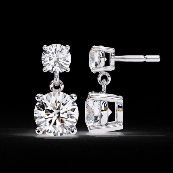 Brilliant 3 CT Round Diamond Drop Earrings Made In 18/14/10 KT Gold Studded With Certified Lab Diamonds For The Wedding And Anniversary Gift