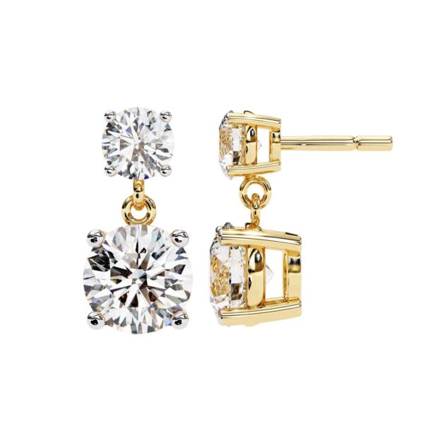 Brilliant 3 CT Round Diamond Drop Earrings Made In 18/14/10 KT Gold Studded With Certified Lab Diamonds For The Wedding And Anniversary Gift