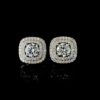 Dazzling Double Halo Bling Earrings Made In 18/14/10 KT Gold Studded With Shinny Moissanite Diamonds For The Birthday And Anniversary Gift