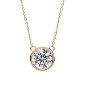 Classic 2 CT Solitaire Round Diamond Pendant Made In 18 / 14 / 10 KT Gold Studded With Certified Lab Diamonds For The Birthday Gift For Her