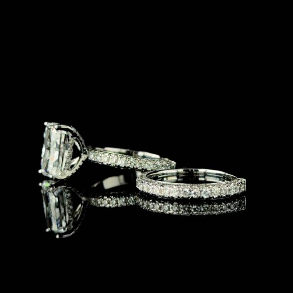 Sparkling 3.5 Ct Radiant Lab Diamond Ring Set Made In 18/14/10 KT Gold Studded With Certified Diamonds For The Wedding And Anniversary Gift