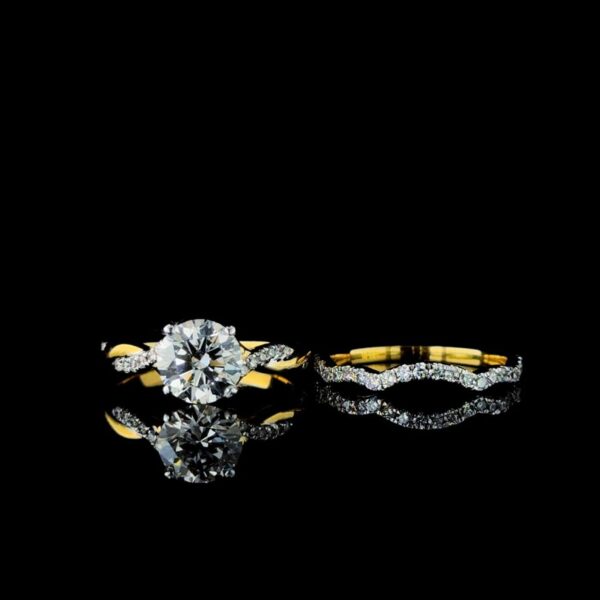 IcedOut Beautiful 1.5 Round Diamond Ring Set Made In 18/14/10 KT Gold Studded With Shinny Moissanite Diamond For The Wedding And Anniversary