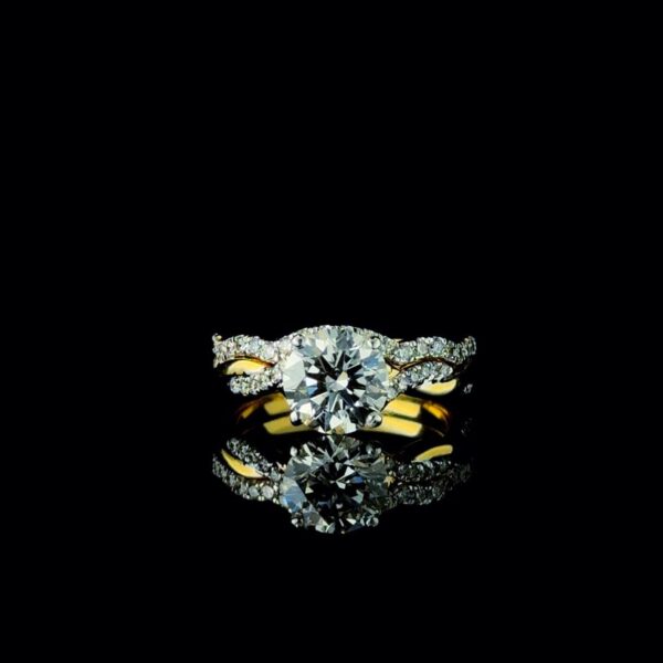 IcedOut Beautiful 1.5 Round Diamond Ring Set Made In 18/14/10 KT Gold Studded With Shinny Moissanite Diamond For The Wedding And Anniversary