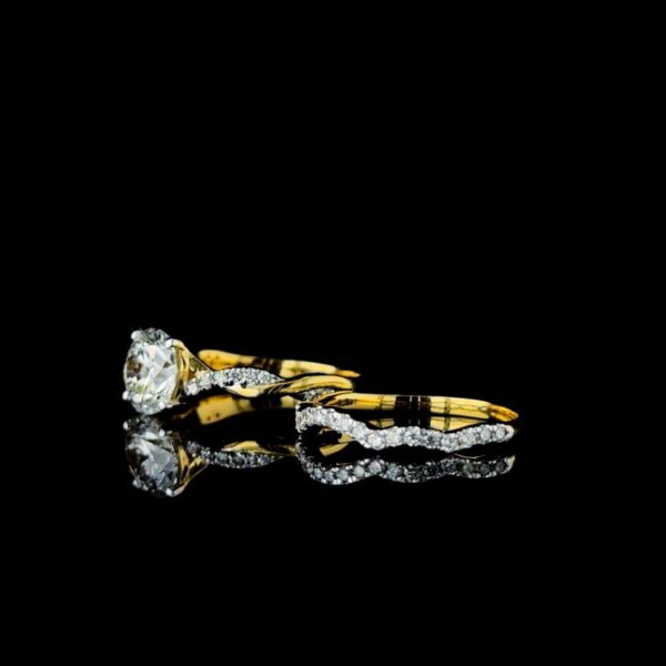 IcedOut Beautiful 1.5 Round Diamond Ring Set Made In 18/14/10 KT Gold Studded With Shinny Moissanite Diamond For The Wedding And Anniversary