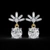 Round & Baguette Cut Diamond Drop Earrings Made In 18/14/10 KT Gold Studded With Certified Lab Diamond For The Anniversary And Birthday Gift