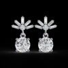 Round & Baguette Cut Diamond Drop Earrings Made In 18/14/10 KT Gold Studded With Certified Lab Diamond For The Anniversary And Birthday Gift