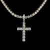 Iced Out Cross Pendant & Tennis Chain Set Made In 10 KT Gold Embellished With Shinny Moissanite Diamonds For The Birthday Gift Unisex Gift